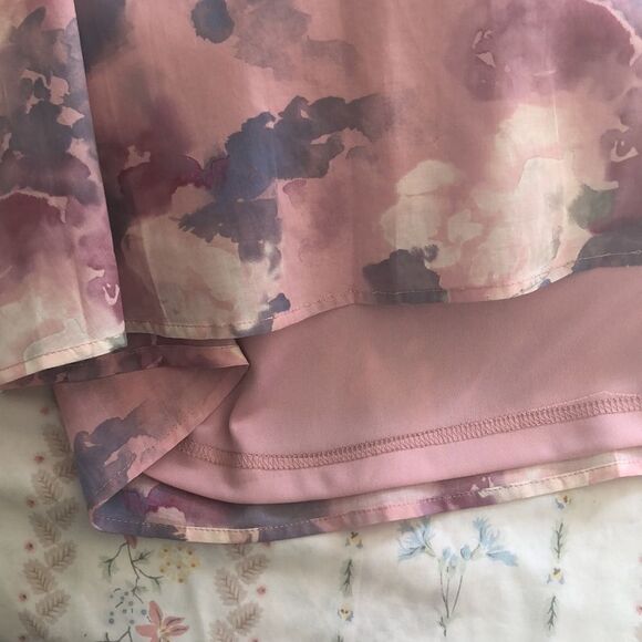 Wildfox Blair Deep V Neck Ruffle Dress Size L NWT Abstract Watercolor - Picture 4 of 7